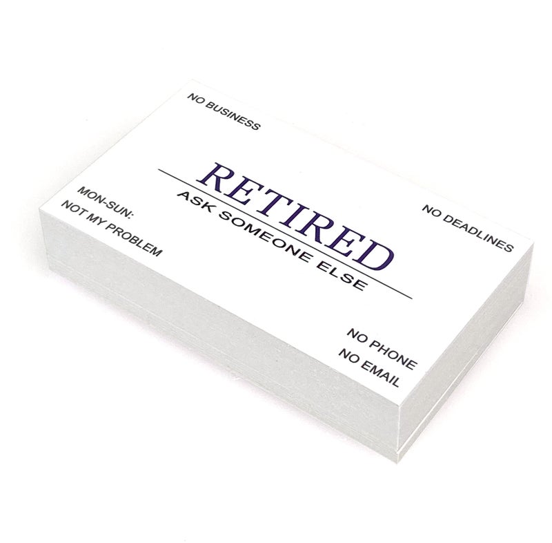 RXBC2011 Retirement card Retired Business Cards Funny Retirement Gift (Pack of 50/With Stainless Steel Case) For Retired Men Women Coworkers Employees Boss Friend Colleague - Image 5